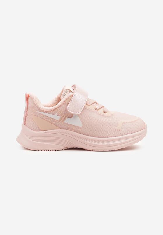 Różowo-Białe Buty Sportowe Sneakersy Clibee z Geometryczną Aplikacją Araviene 1