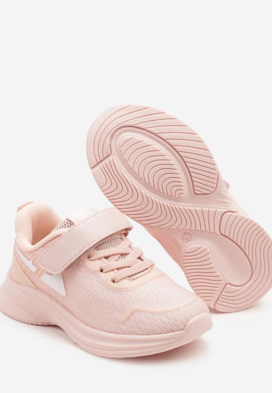 Różowo-Białe Buty Sportowe Sneakersy Clibee z Geometryczną Aplikacją Araviene 3