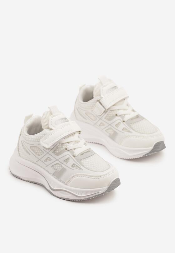 Białe Buty Sportowe Sneakersy Clibee z Geometrycznym Wzorem Naithesa 2