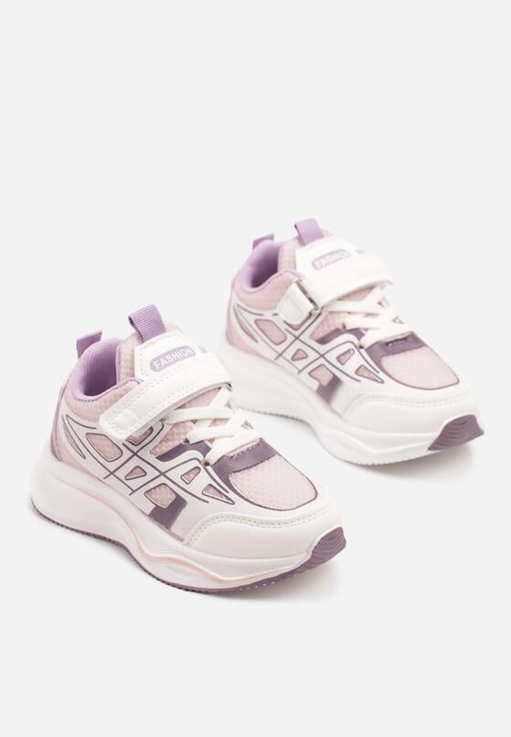 Różowe Buty Sportowe Sneakersy Clibee z Geometrycznym Wzorem Naithesa 2