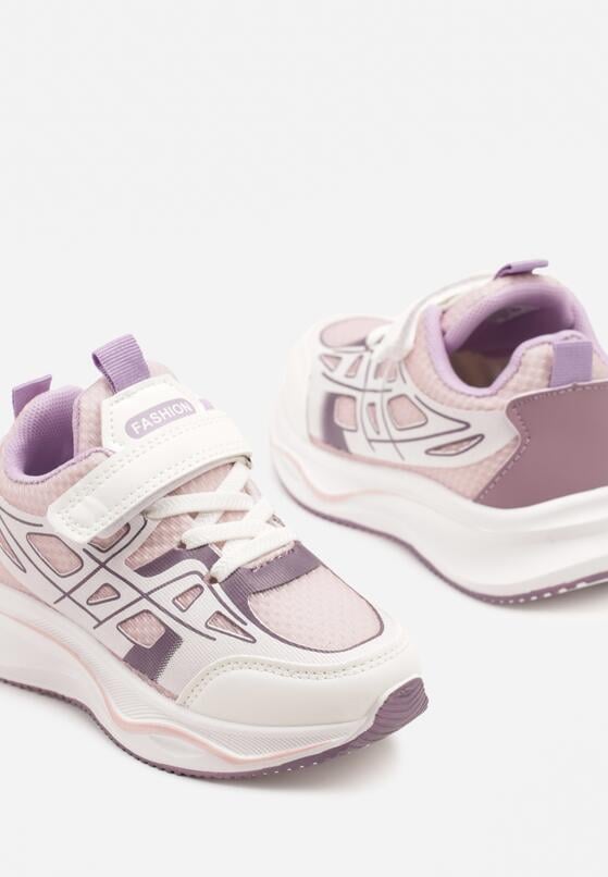 Różowe Buty Sportowe Sneakersy Clibee z Geometrycznym Wzorem Naithesa 3