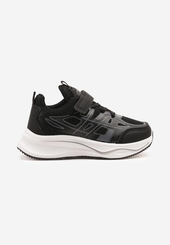 Czarne Buty Sportowe Sneakersy Clibee z Geometrycznym Wzorem Naithesa 1