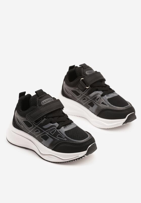 Czarne Buty Sportowe Sneakersy Clibee z Geometrycznym Wzorem Naithesa 2