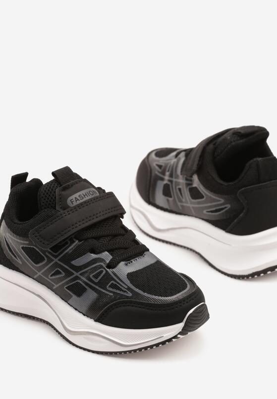 Czarne Buty Sportowe Sneakersy Clibee z Geometrycznym Wzorem Naithesa 3