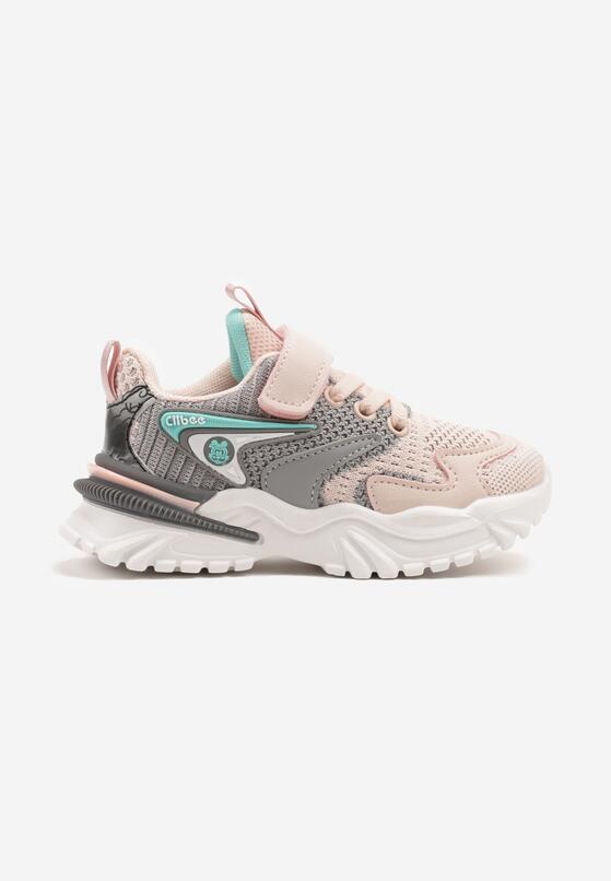 Różowe Buty Sportowe Sneakersy Clibee z Siateczkową Cholewką i Aplikacją Jenanovia 1