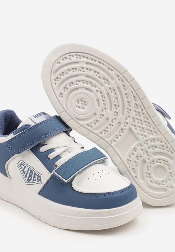 Niebiesko-Białe Buty Sportowe Sneakersy z Nadrukiem i Zapięciem na Rzep Nailla 3