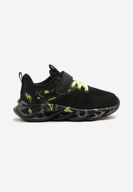 Czarno-Zielone Buty Sportowe Sneakersy Clibee Ozdobione Tłoczeniem Nanelle 1
