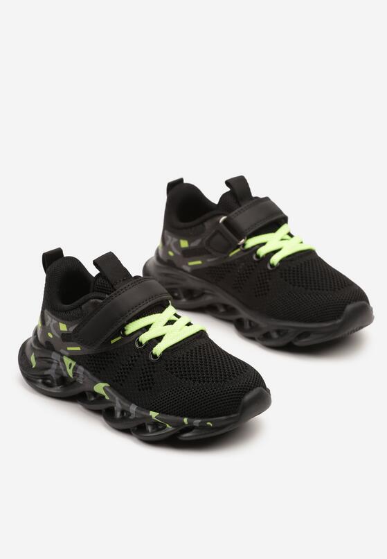 Czarno-Zielone Buty Sportowe Sneakersy Clibee Ozdobione Tłoczeniem Nanelle 2