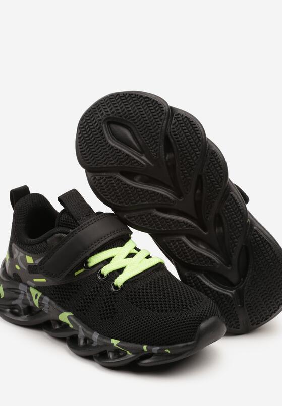 Czarno-Zielone Buty Sportowe Sneakersy Clibee Ozdobione Tłoczeniem Nanelle 3
