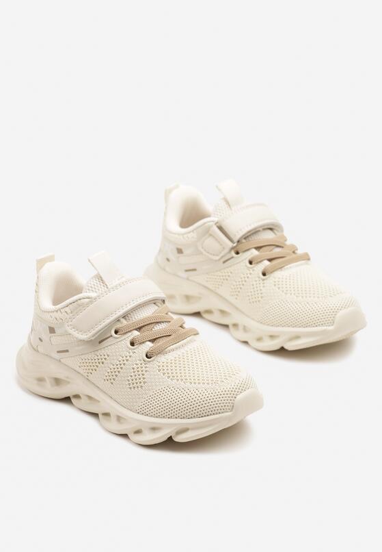 Beżowe Buty Sportowe Sneakersy Clibee Ozdobione Tłoczeniem Nanelle 2