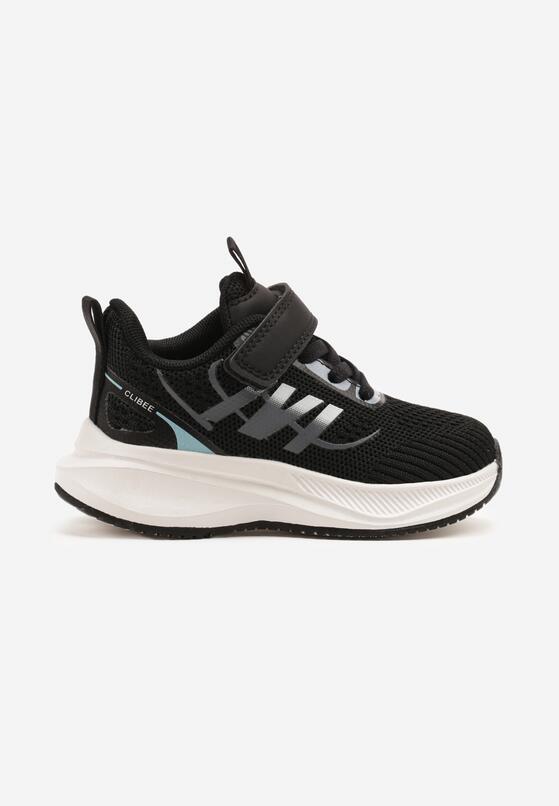 Czarno-Białe Buty Sportowe Sneakersy z Rzepem na Piankowej Podeszwie Naissina 1