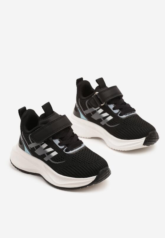 Czarno-Białe Buty Sportowe Sneakersy z Rzepem na Piankowej Podeszwie Naissina 2