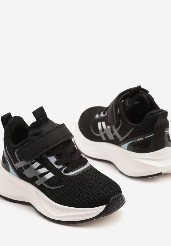 Czarno-Białe Buty Sportowe Sneakersy z Rzepem na Piankowej Podeszwie Naissina 3