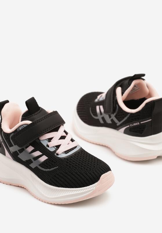 Czarno-Różowe Buty Sportowe Sneakersy z Rzepem na Piankowej Podeszwie Naissina 3