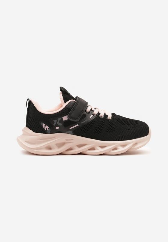 Czarno-Różowe Buty Sportowe Sneakersy Clibee na Grubej Tłoczonej Podeszwie Jenadora 1