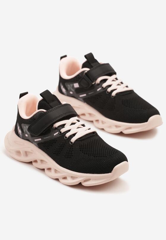 Czarno-Różowe Buty Sportowe Sneakersy Clibee na Grubej Tłoczonej Podeszwie Jenadora 2