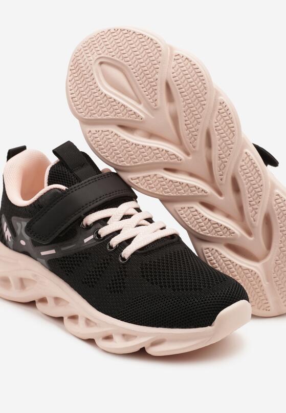 Czarno-Różowe Buty Sportowe Sneakersy Clibee na Grubej Tłoczonej Podeszwie Jenadora 3