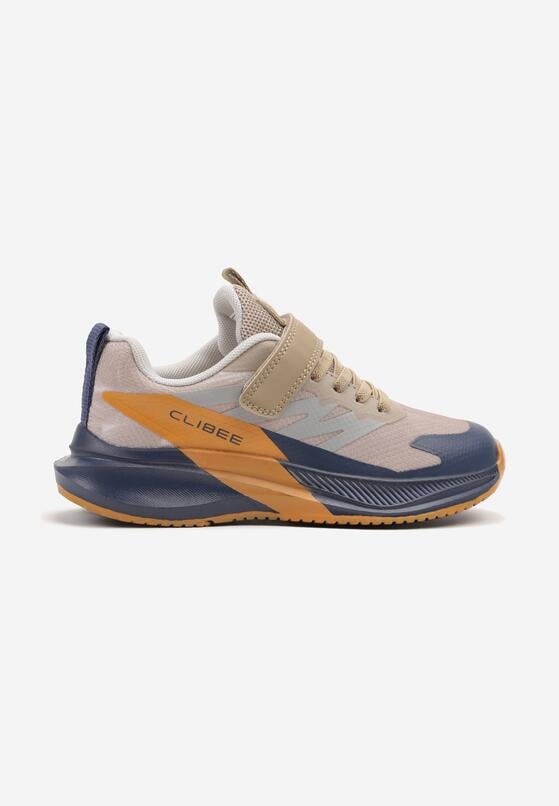 Ciemnobeżowe Buty Sportowe Sneakersy z Geometrycznymi Zdobieniami Ulinaviela 1