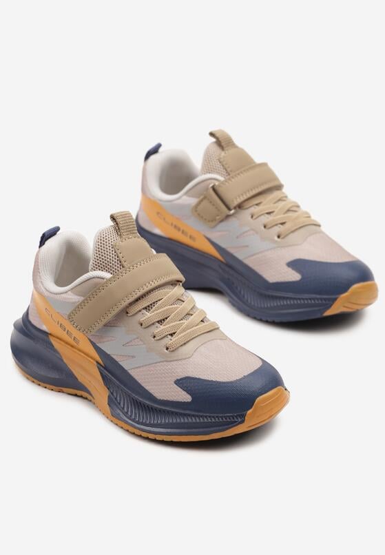 Ciemnobeżowe Buty Sportowe Sneakersy z Geometrycznymi Zdobieniami Ulinaviela 2