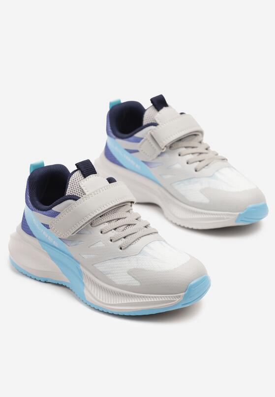 Szaro-Niebieskie Buty Sportowe Sneakersy z Geometrycznymi Zdobieniami Ulinaviela 2
