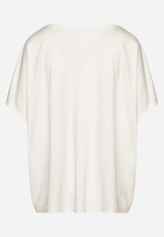 Biały T-shirt z Wiskozą o Kroju Nietoperza Liosma 7