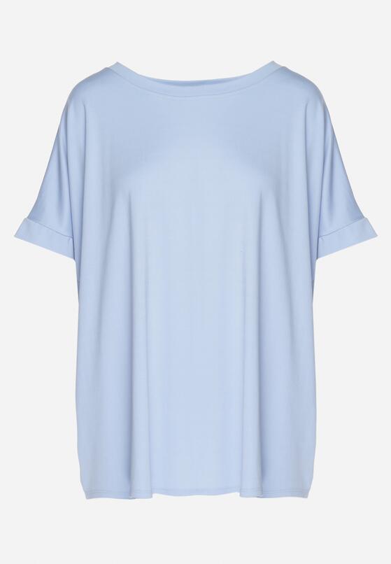 Niebieski T-shirt z Wiskozą o Kroju Nietoperza Tanariona 6