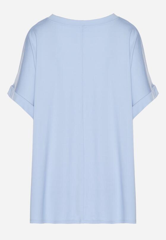 Niebieski T-shirt z Wiskozą o Kroju Nietoperza Tanariona 7