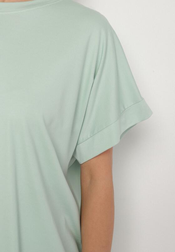Jasnozielony T-shirt z Wiskozą o Kroju Nietoperza Tanariona 5