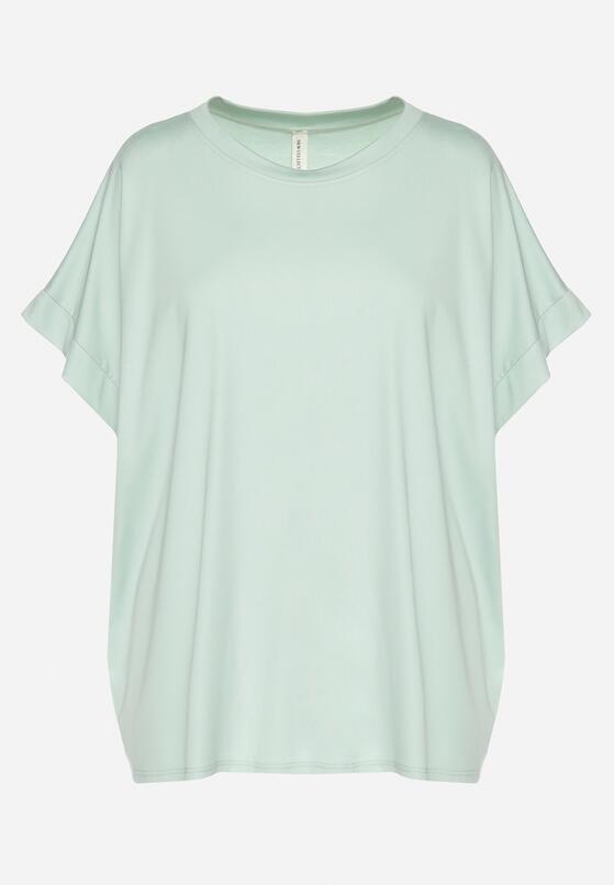 Jasnozielony T-shirt z Wiskozą o Kroju Nietoperza Tanariona 6