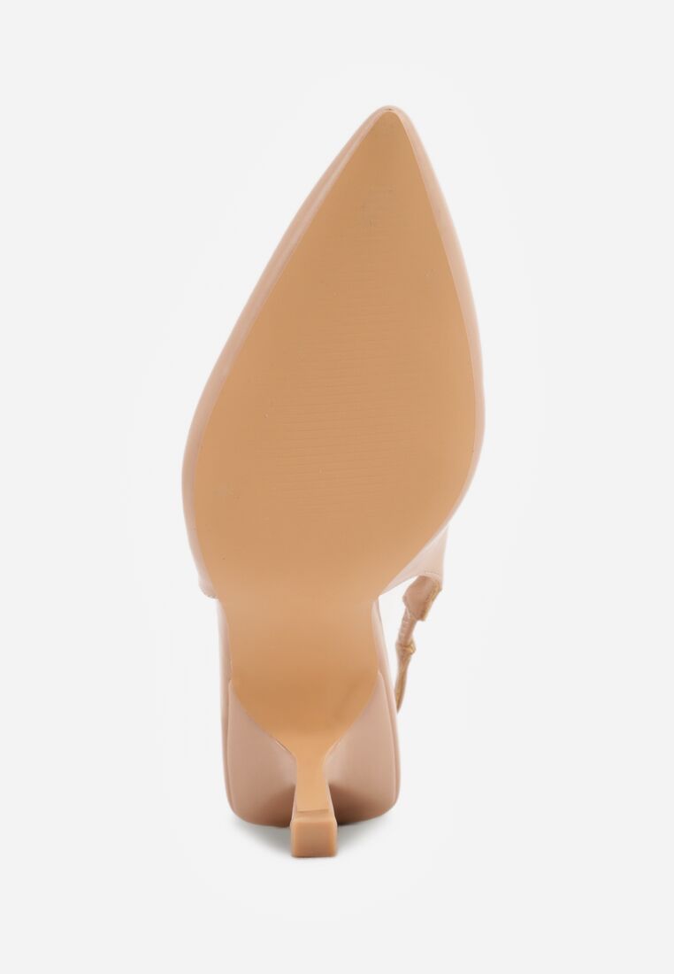 Beżowe Sandały na Szpilce Bez Pięty Parsedi 7