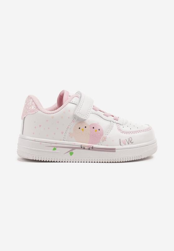 Biało-Różowe Buty Sportowe Sneakersy z Dodatkowym Zapięciem na Rzep Hirlima 1