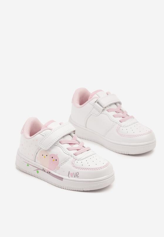 Biało-Różowe Buty Sportowe Sneakersy z Dodatkowym Zapięciem na Rzep Hirlima 2