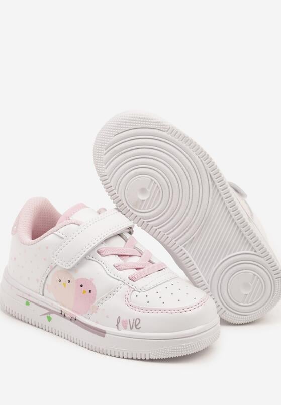 Biało-Różowe Buty Sportowe Sneakersy z Dodatkowym Zapięciem na Rzep Hirlima 3