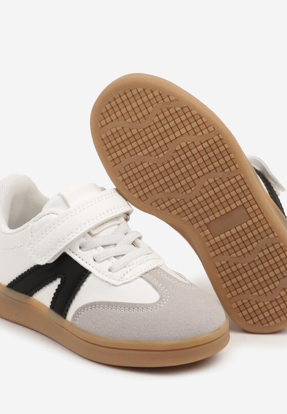Biało-Czarne Buty Sportowe Sneakersy w Stylu Tenisówek z Paskami Lavlevi 3