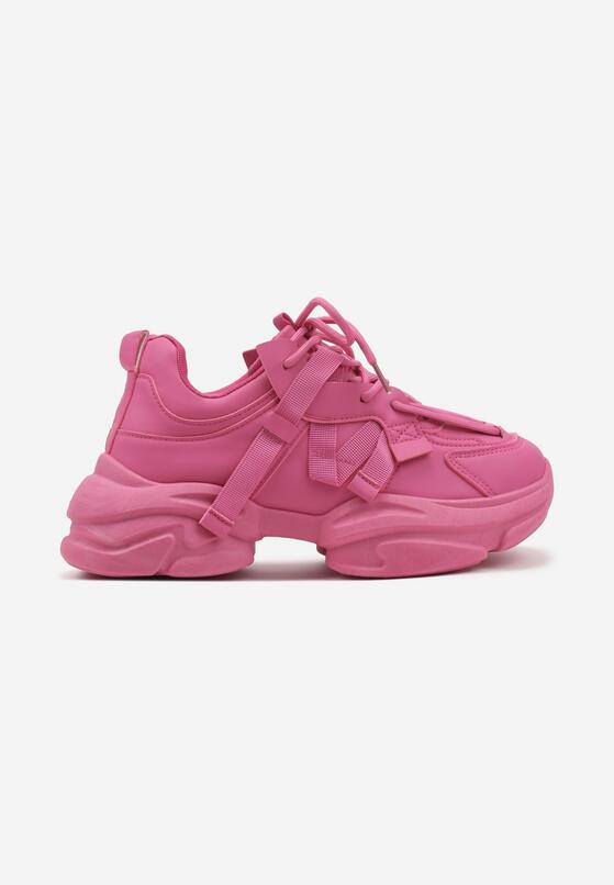 Fuksjowe Sneakersy na Grubej Podeszwie Ozdobione Tłoczeniem Soniella 4