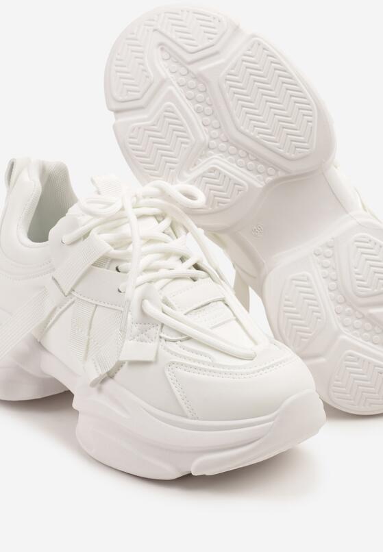 Białe Sneakersy na Grubej Podeszwie Ozdobione Tłoczeniem Soniella 6