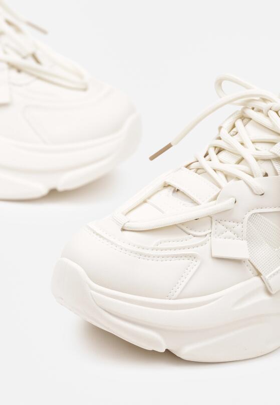Beżowe Sneakersy na Grubej Podeszwie Ozdobione Tłoczeniem Soniella 6