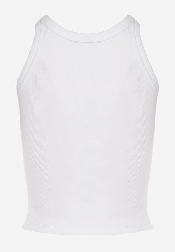 Biały Bawełniany Top z Prążkowanego Materiału Tilzedi 7