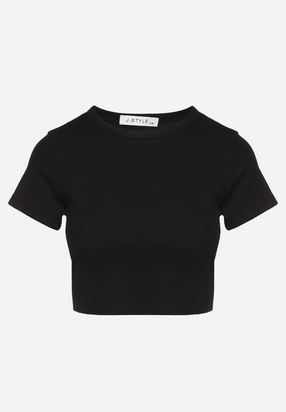 Czarny Bawełniany Prążkowany T-shirt Nelzedi 6