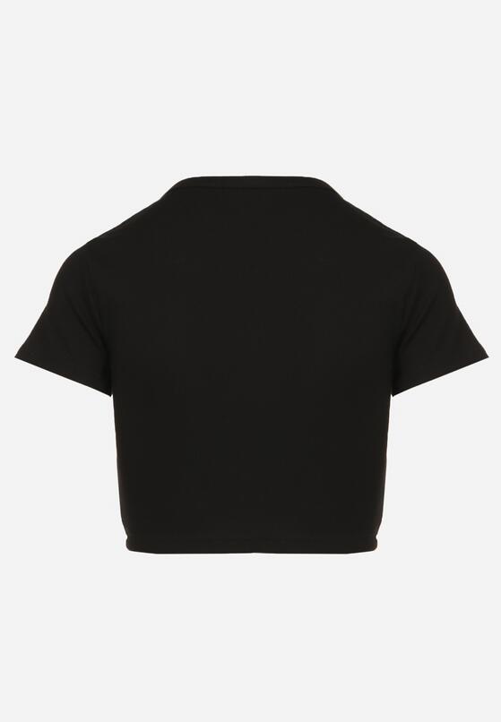 Czarny Bawełniany Prążkowany T-shirt Nelzedi 7