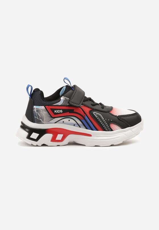 Czarno-Czerwone Buty Sportowe Sneakersy z Geometrycznym Wzorem Clariana 1