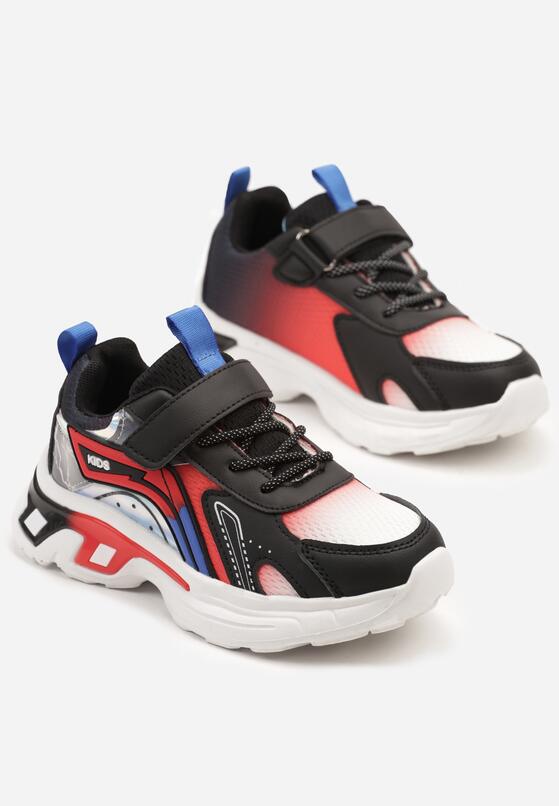Czarno-Czerwone Buty Sportowe Sneakersy z Geometrycznym Wzorem Clariana 2