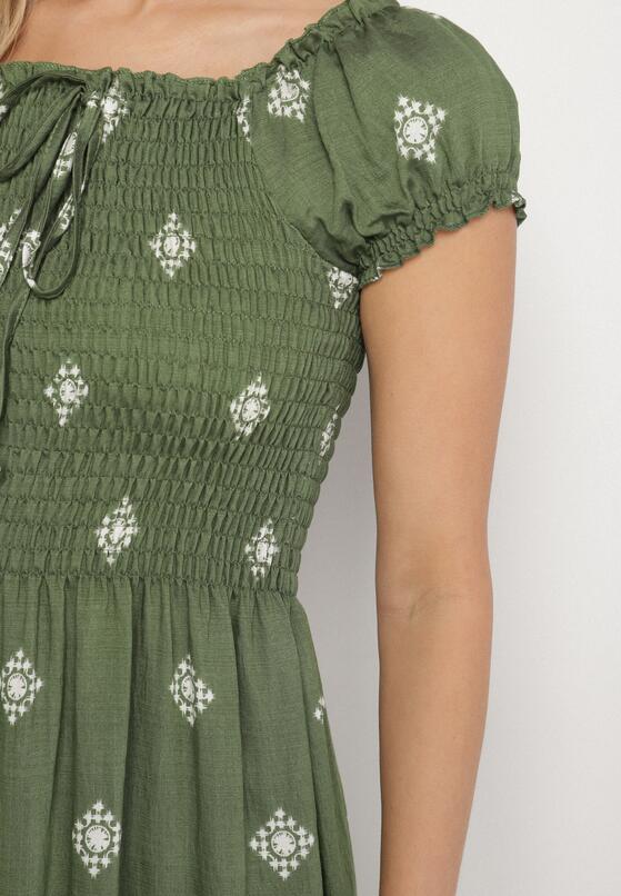 Zielona Sukienka z Wiskozy ze Wzorem Boho Ellirose 5