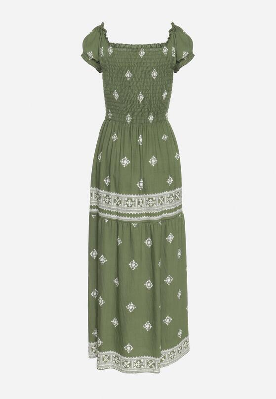 Zielona Sukienka z Wiskozy ze Wzorem Boho Ellirose 7