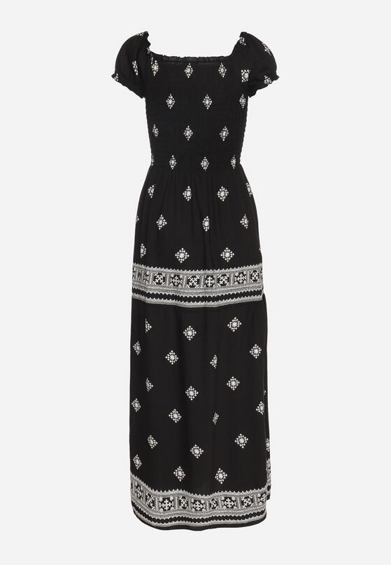 Czarna Sukienka z Wiskozy ze Wzorem Boho Ellirose 7