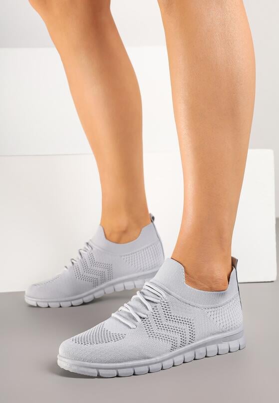 Szare Buty Sportowe Sneakersy z Siateczkową Cholewką Turiselle 2