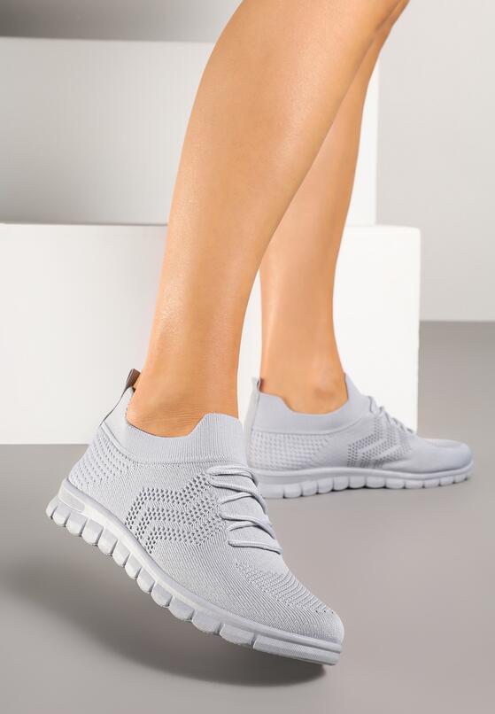 Szare Buty Sportowe Sneakersy z Siateczkową Cholewką Turiselle 1