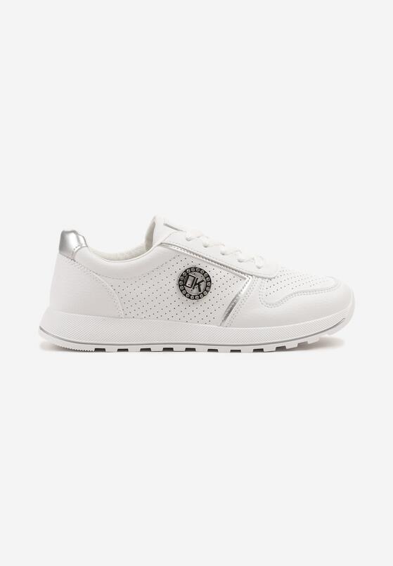 Srebrne Sneakersy z Perforacją i Ozdobnym Metalicznym Detalem Eviravia 4