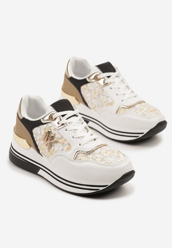 Biało-Czarne Sneakersy z Metaliczną Aplikacją Divisca 5