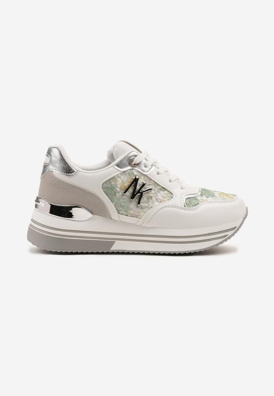 Biało-Zielone Sneakersy z Metaliczną Aplikacją Divisca 4